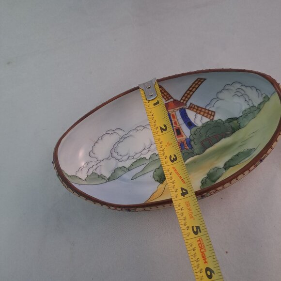 Nippon Hand Painted Porcelain Boat Shaped Dish Windmill Scene Accent - Picture 2 of 13